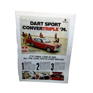 1973 1974 Dodge Sport Convertriple Sun Roof car Original Print Ad Vintage 70s